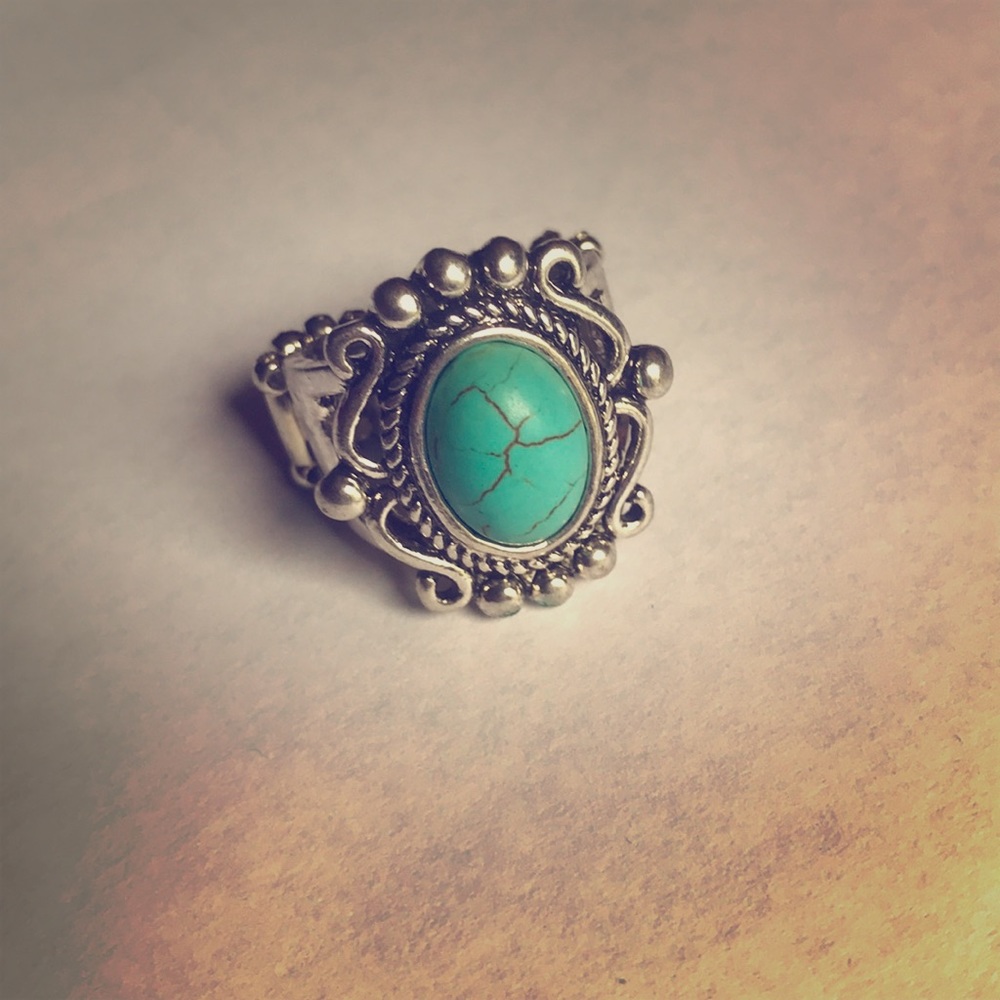 Cute teal colored elastic ring